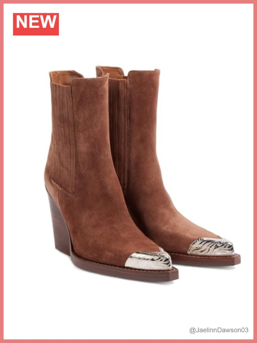 Suede Western Cowgirl Ankle Boots Pointed Toe Stacked Heel Slip On Vintage - Picture 6 of 6